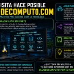 Infografía neon de BlogDeComputo con secciones: agradecer, apoyar, compartir y sugerir temas, en español.